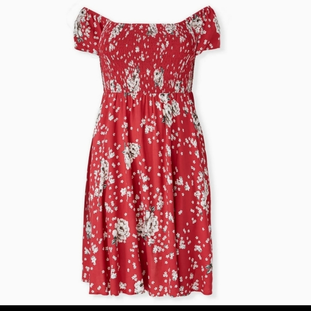 NWT Off the Shoulder Red Floral Dress
